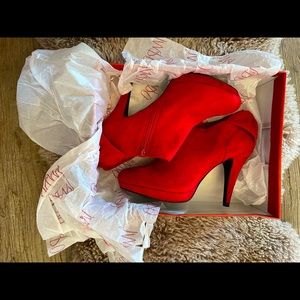 NIB Impo Redhot ❤️‍🔥Red High Heel Bootie with Bow on the Back